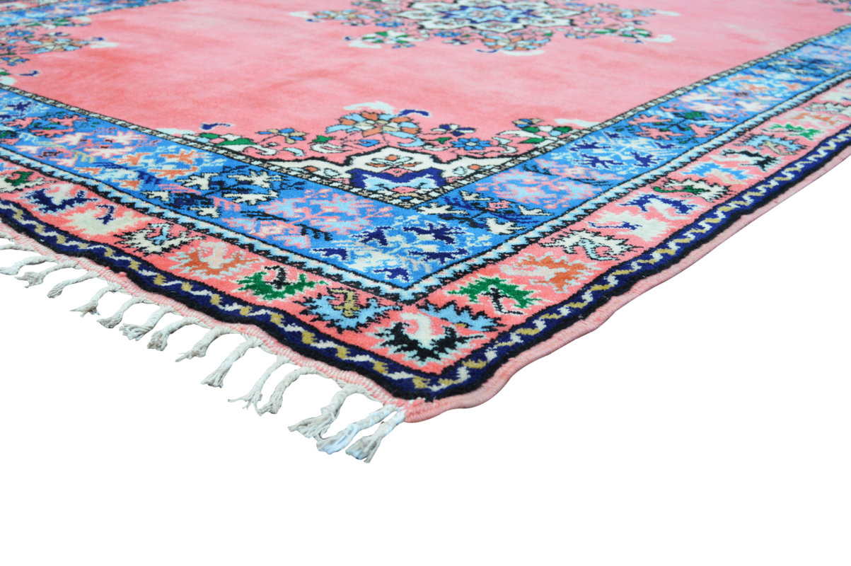 HandKnotted Wool Peach/Blue Area Rug & Reviews Perigold